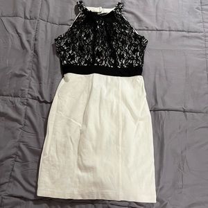 XOXO Women’s Size 0 Black Lace and White Dress
